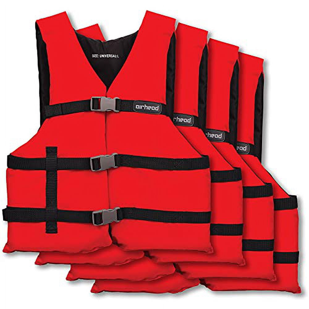 Airhead 3000225ARD General Purpose Life Vest, Red, Adult, 4-Pack