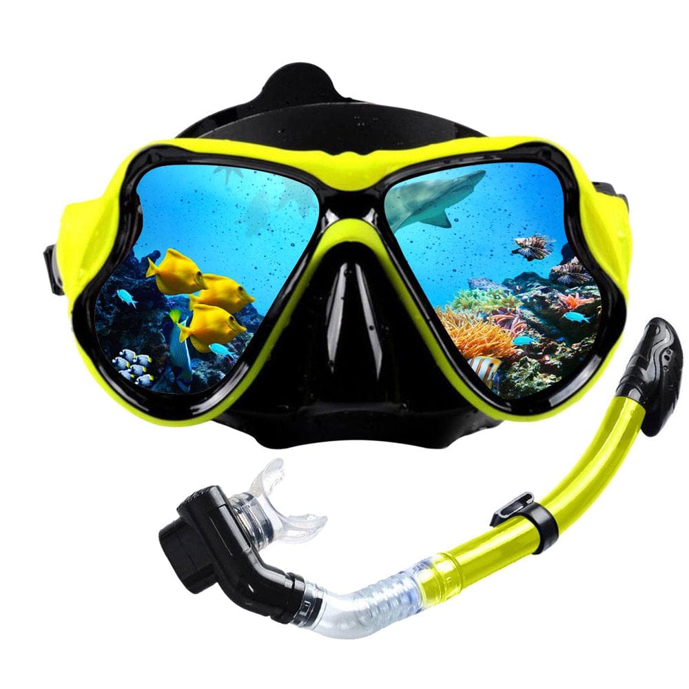 Adult Diving Goggles Snorkeling Waterproof Equipment Snorkel Swimming Mask Swimming Yellow