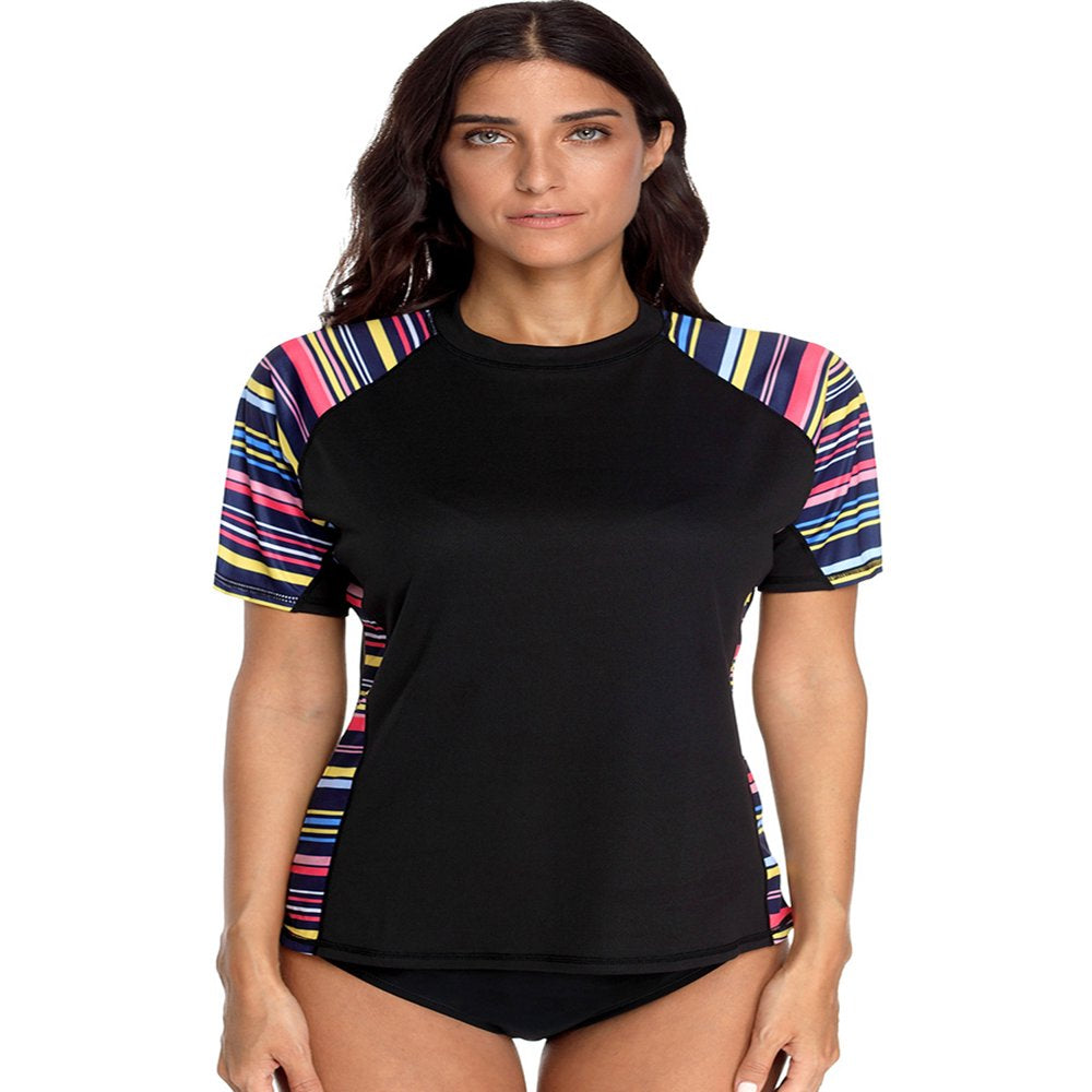 Women'S Printed Rash Guard Sun Protection UPF 50+ Swimwear Shirts Quick Dry Swimsuit Surf Top