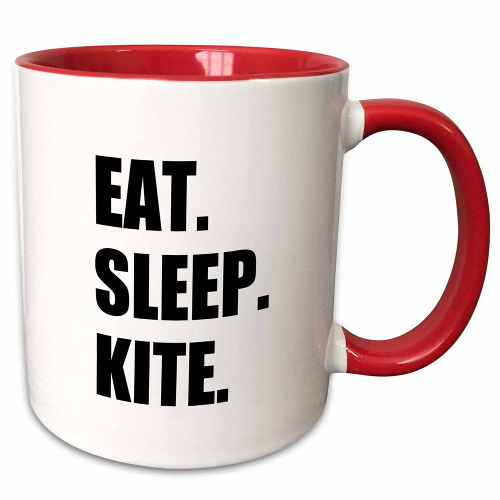 3Drose Eat Sleep Kite - Kitesurfing Kiteboarding Kitesurfer Kiteboarder Surf - Two Tone Red Mug, 11-Ounce