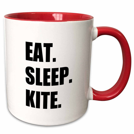 3Drose Eat Sleep Kite - Kitesurfing Kiteboarding Kitesurfer Kiteboarder Surf - Two Tone Red Mug, 11-Ounce