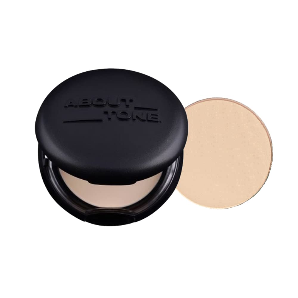 [ABOUT TONE] Blur Powder Pact, 0.32oz - Pressed Powder Pact with Mirror and Puff | Setting Powder | Face Powder | Makeup Powder | Finishing Powder | Compact Powder | Sebum Control | Vegan (02 LIGHT)