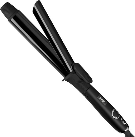 1 1/4 Inch Curling Iron with Clipped Tourmaline Ceramic Barrel Professional 1.25 Inch Hair Curler up to 450¡F Dual Voltage for Traveling 60 Mins Auto Off Suit for Different (Black, 1.25 Inch)