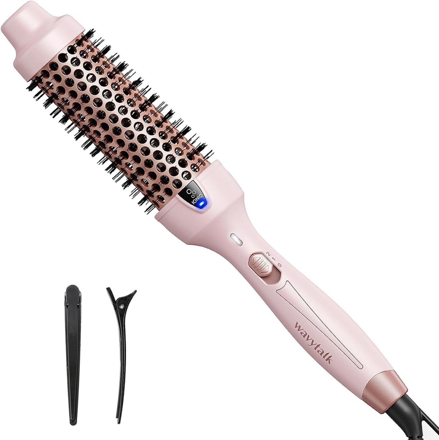 Wavytalk Thermal Brush, 1 1/2 Inch Ionic Heated Round Brush Creates Blowout Look, Thermal Round Brush Makes Hair Shinier & Smoother, Dual Voltage, Easy to Use (Pink)
