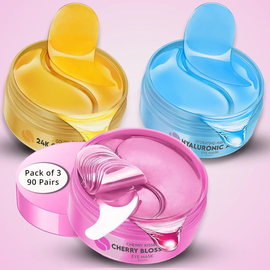 VogueNow Under Eye Patches For Puffy Eyes (90 Pairs) 3 Flavors Pack - Under Eye Patches for Dark circles and Puffiness - Under Eye Mask Treatment - Hydrating 3 Flavors Eye Masks - Reduce Dark Circles