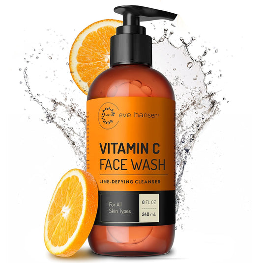 Vitamin C Cleanser Face Wash | HUGE 8 oz Anti Aging Facial for Dark Circles, Age Spots and Fine Lines | Natural Gel with Aloe Vera, Vitamin E & Rosehip