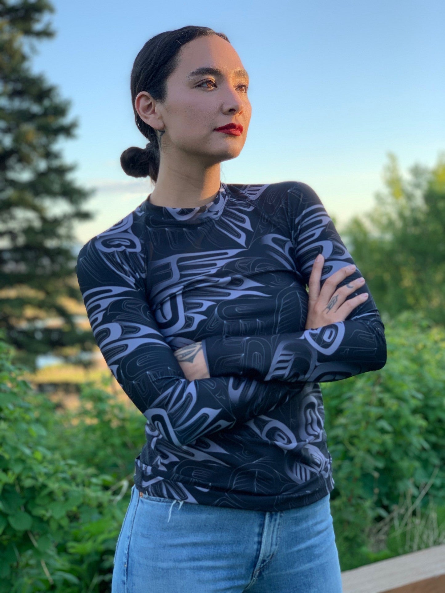 Women's Eagle Raven Tessellation Long Sleeve Athletic Top  (Rash Guard)