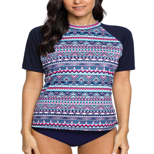 Women'S Boho Rash Guard Swimwear UPF 50+ Surfing Top Swim Shirt
