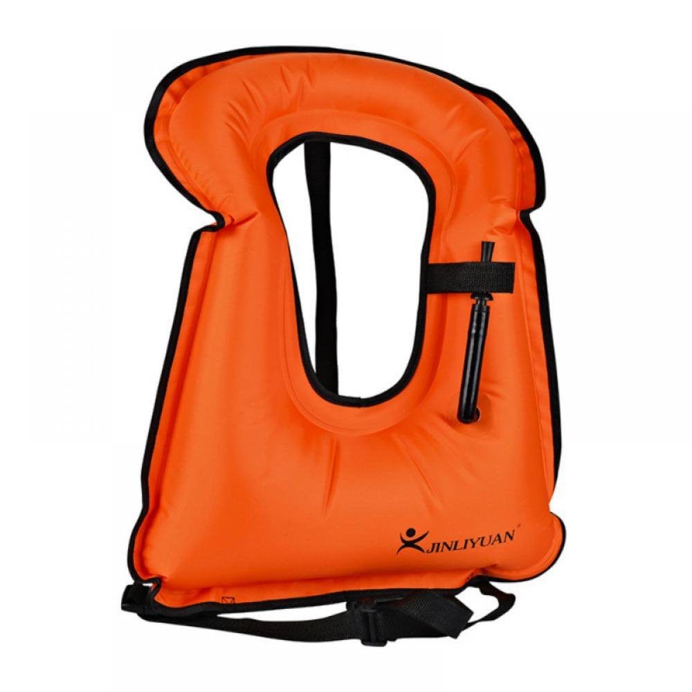 Adult Inflatable Snorkel Vest Snorkeling Jackets Free Diving Swimming Safety Load up to 220 Ibs