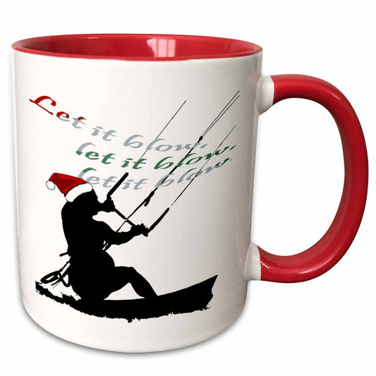 "3Drose Let It Blow Christmas Holiday Kitesurfing Activity - Two Tone Red Mug, 11-Ounce"