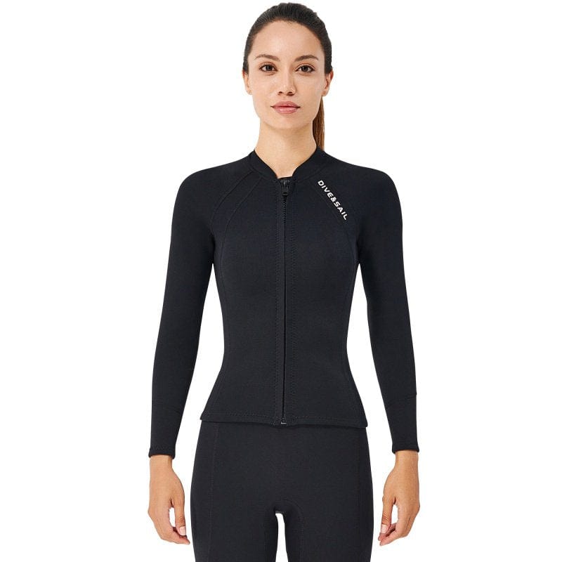 Women Wetsuit- Jacket 2Mm Professional Split Coat Top Thickened Warmth Deep Diving Snorkeling Surfing Suit Swimsuit Jacket,L